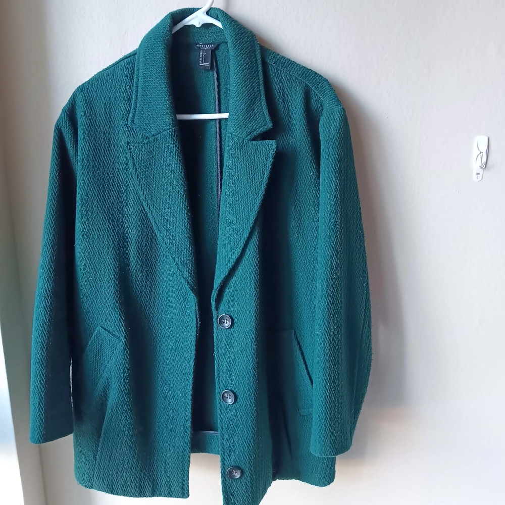 Forever 21 Womens Teal Textured Jacket
